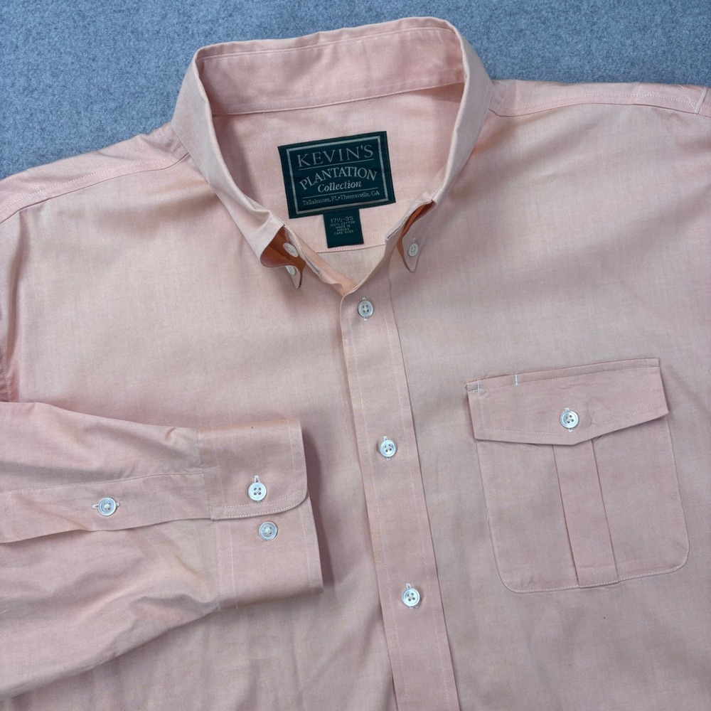 Kevin's Plantation Collection Shirt Men 17.5-35 (XXL) Pink Bellow Bi-Swing‎ FLAW